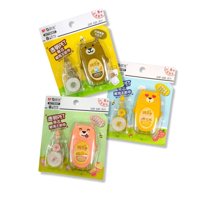 

Corection Tape Impor M&G Motif Bear / Free Refil Corection
