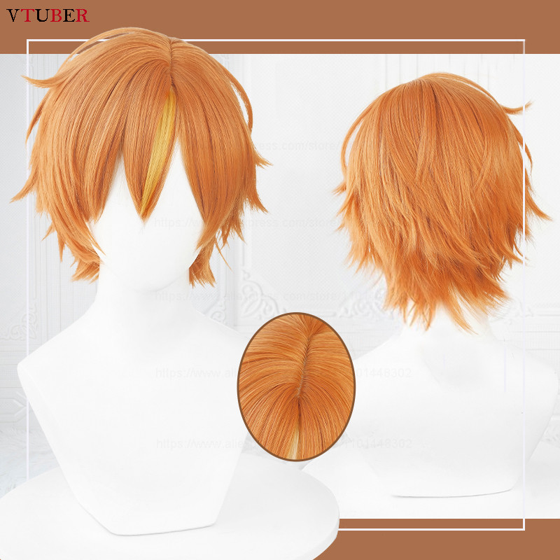 Akito Shinonome Cosplay Wig Anime Shinonome Akito Short Orange Heat Resistant Synthetic Hair Hallowe