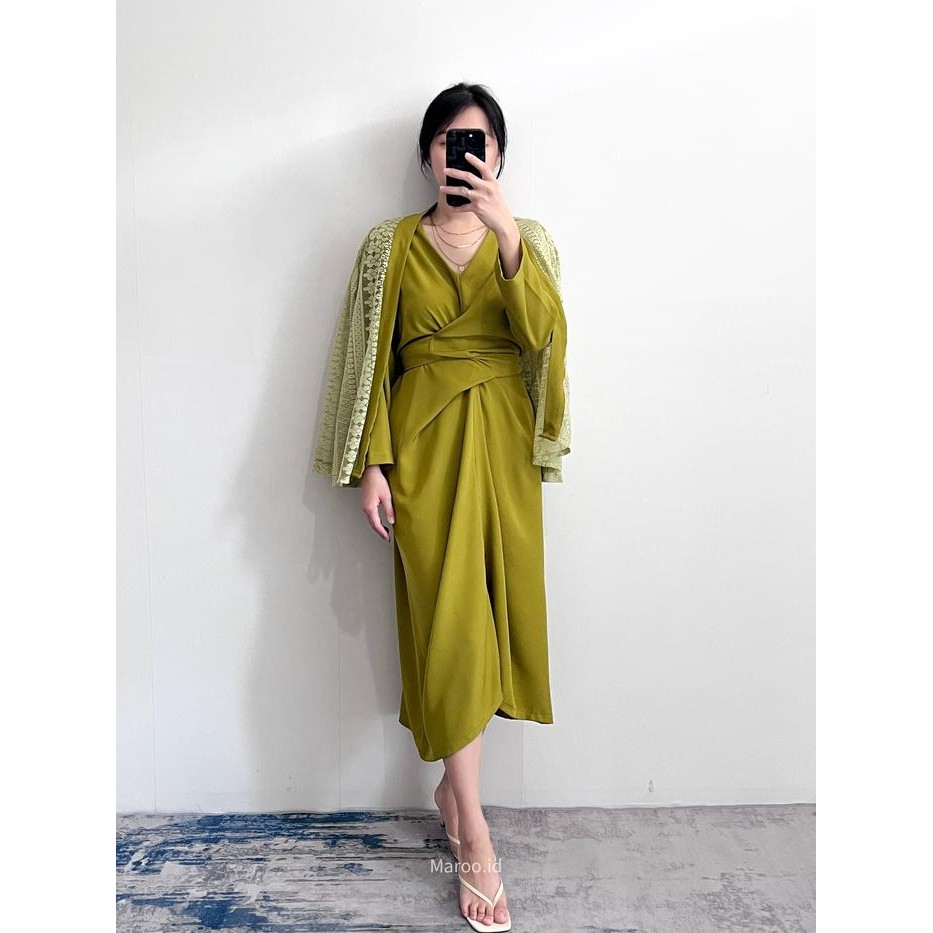 MUMPUNG PROMOMaroo - Zara Set/ setelan baju wanita/kaftan dress lebaran/ maxi dress - Lime GreenTERL