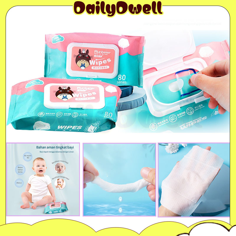 Tisu Basah Bayi 80 Sheet Baby Wipes / Sheet Non Perfumed Baby Wipes Tissue Non Alkohol /Baby Wet Wipes
