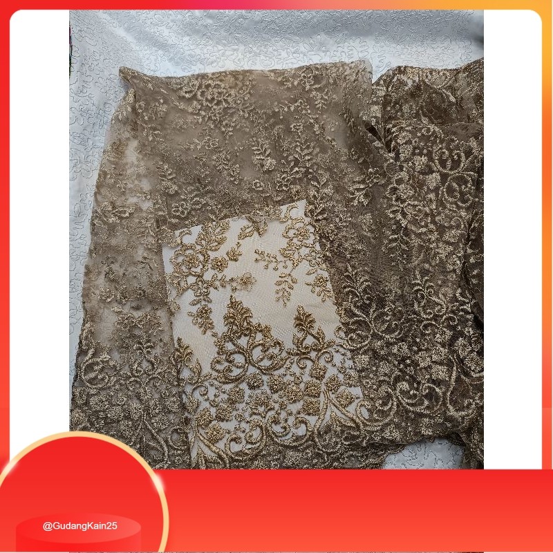 PROMO MURAH Kain tille akar bordir / bahan brokat akar