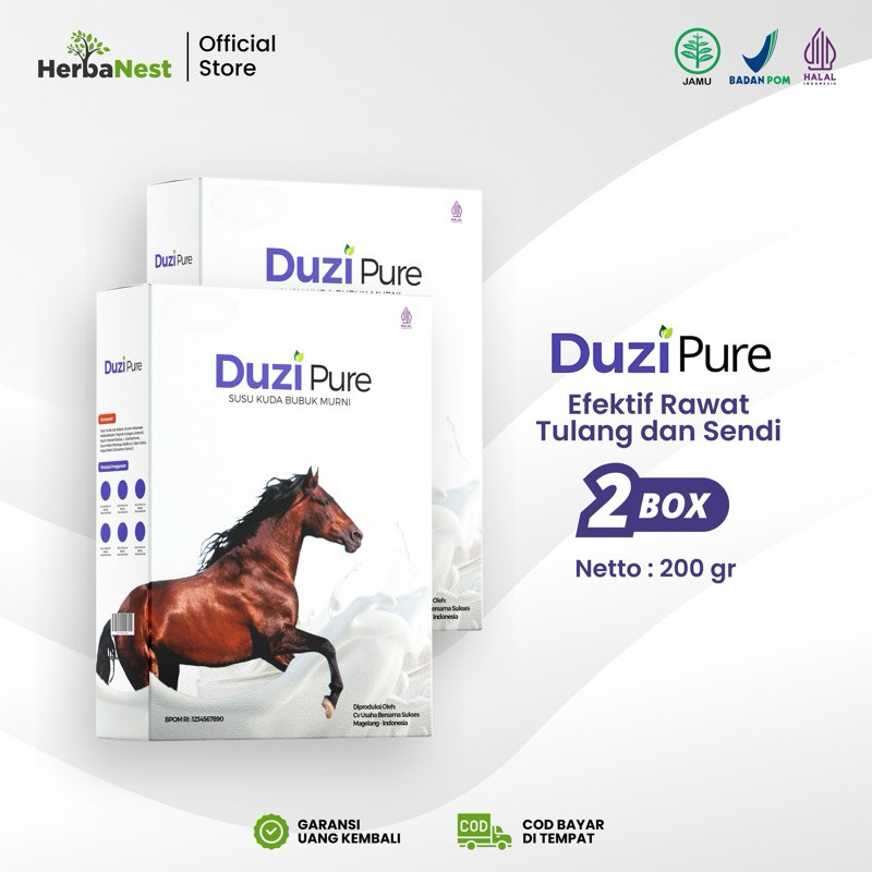 

Duzi Pure Susu Kuda Asli Bubuk Herbal 100% Paket 2 Box
