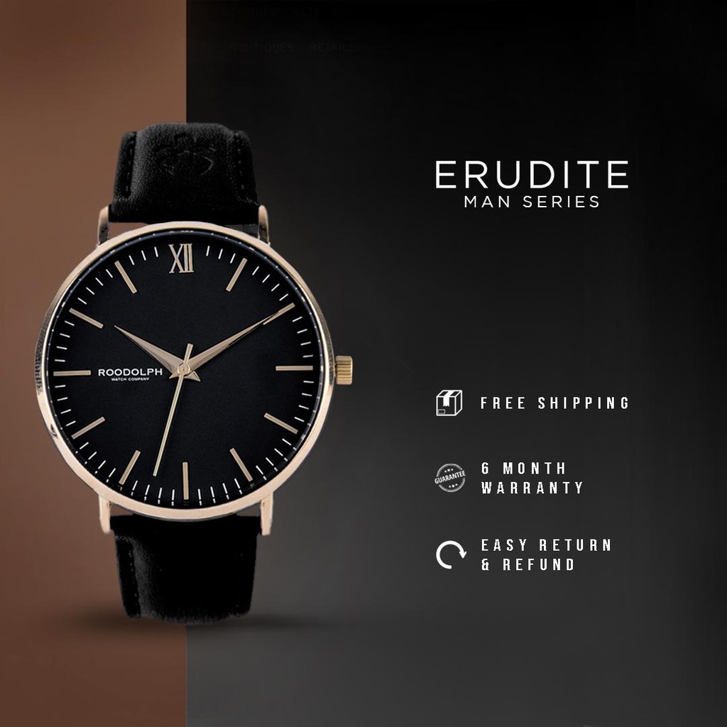 Roodolph Watch - Erudite Black Gold 40mm | Jam Tangan Analog Pria | Men Watch