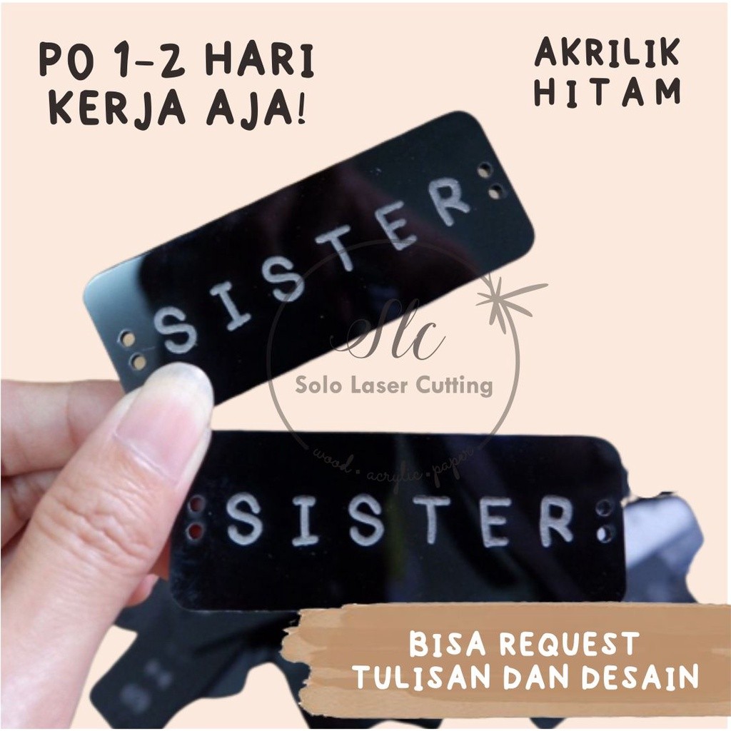 

label akrilik 2,7x7cm / LABEL PRODUK MERK / LOGO PRODUK/ CUSTOM LOGO LABEL / LABEL BAJU