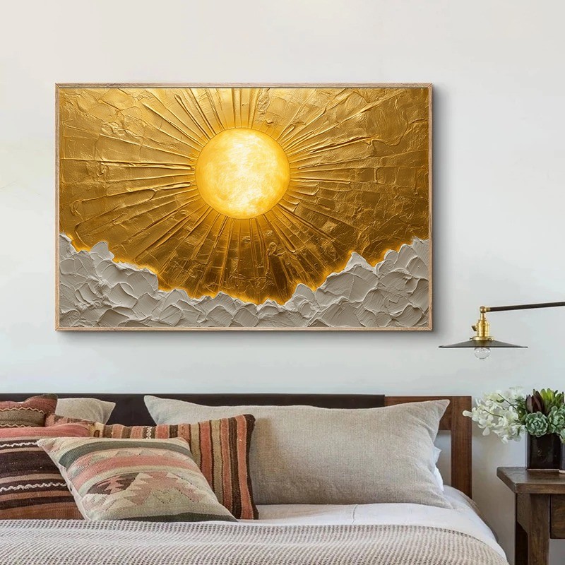 

Minimalist Golden Sun Mountain Landscape Abstract Line Nordic Poster Canvas Painting Wall Art Pictures Home Interior Decor