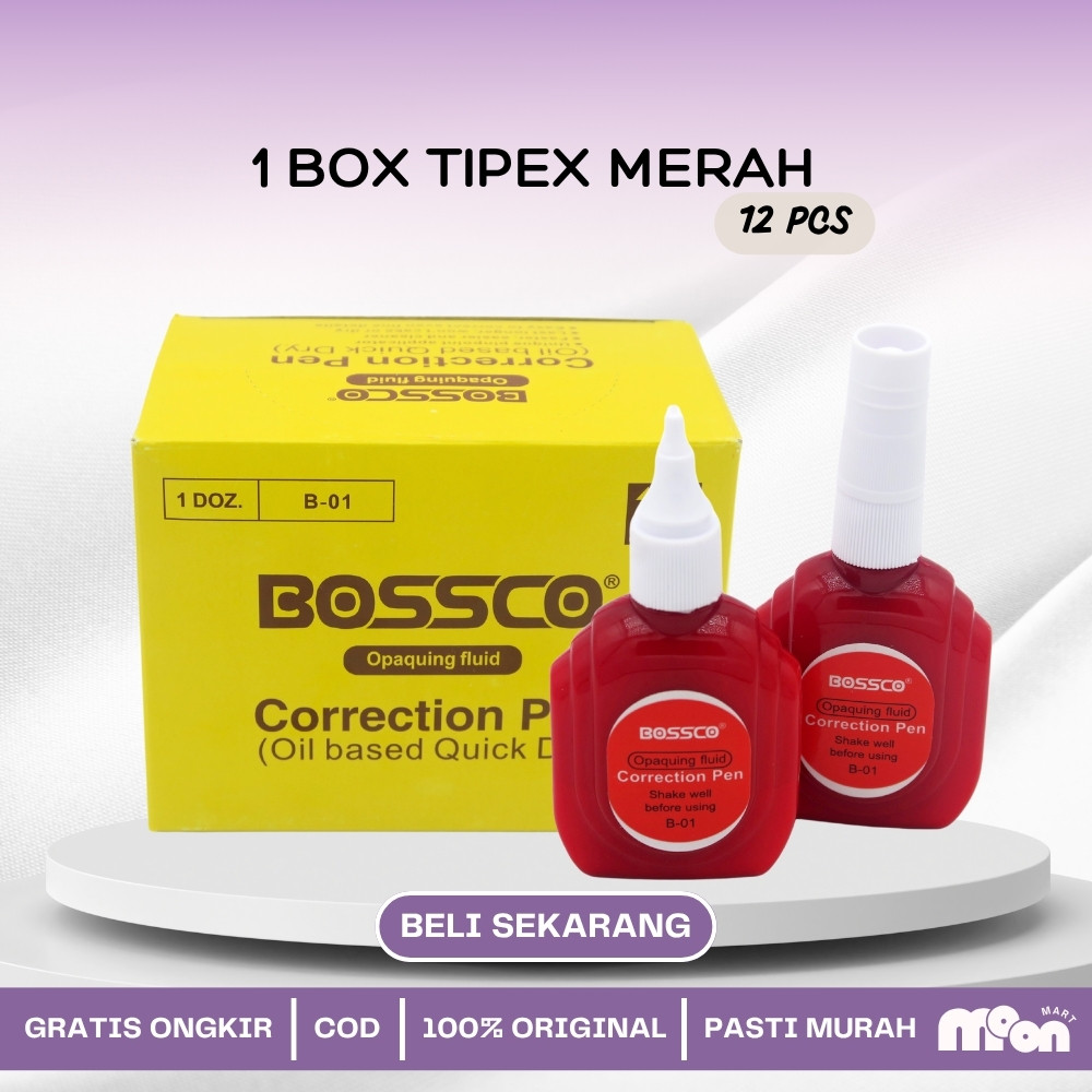 

(1 box isi 12 pcs) Correction Fluid Cairan Koreksi Penghapus Cair BOSSCO B-01