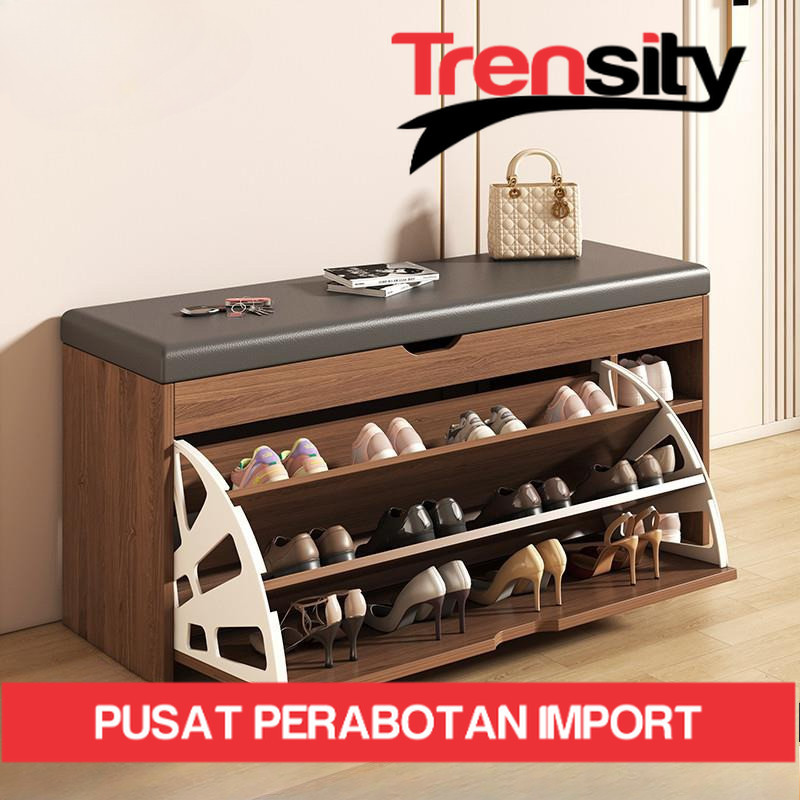 Rak Sepatu Sofa Lemari Sepatu Kayu Rak Sepatu Tertutup Anti Debu Bench Storage Sepatu Rak Sepatu Kay