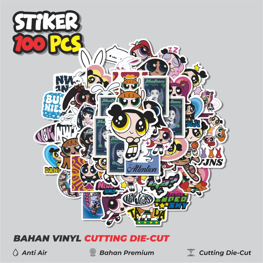 

Terbaru! 50 pcs Stiker Power Puff Girls New Jeans V2 Dekorasi Lucu Kreatif untuk Notebook, Skateboard, HP