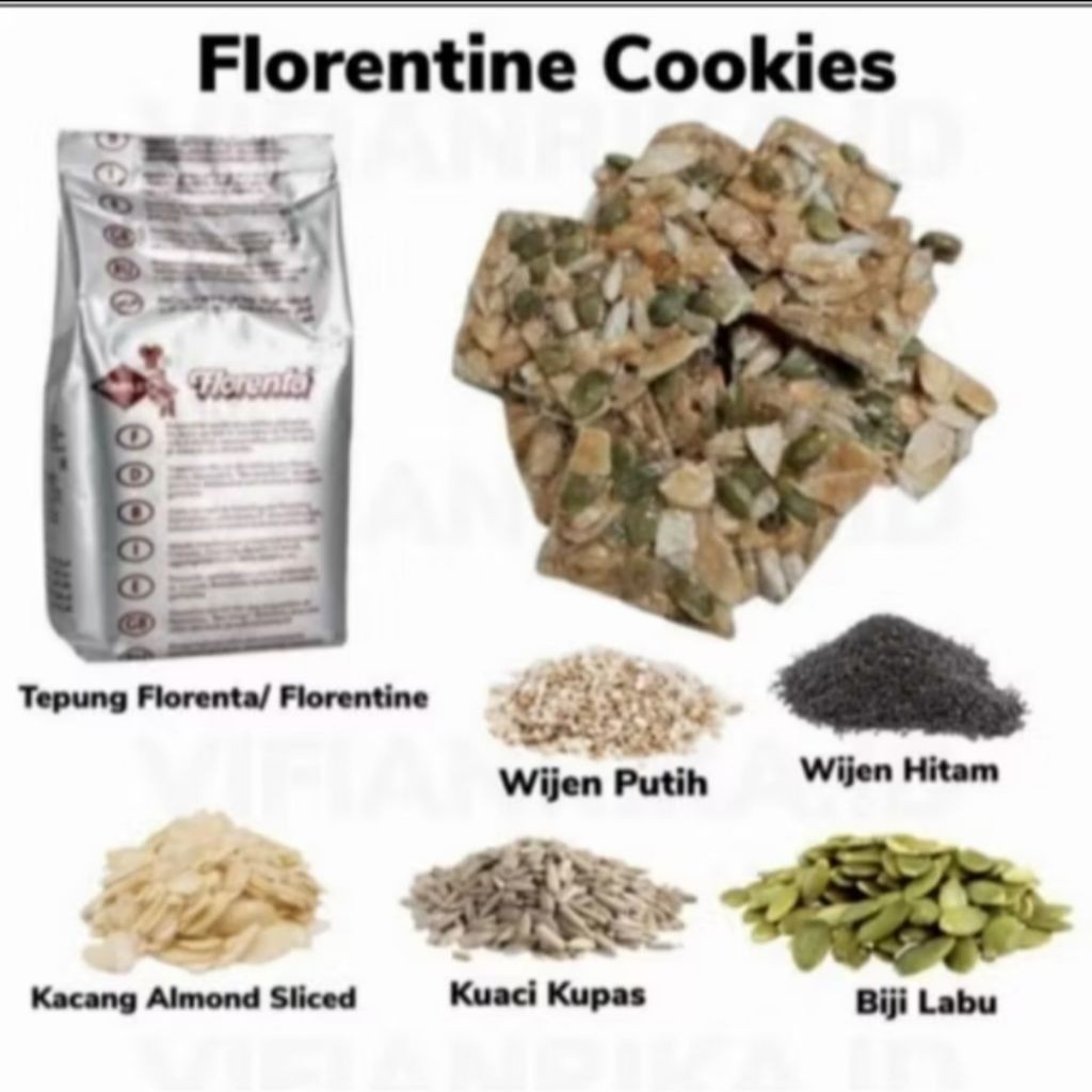 

Paket Florentine Cookies Komplit,Almond Slice,Wijen Hitam/Putih, Pumpkin Seeds, Sunflower seeds