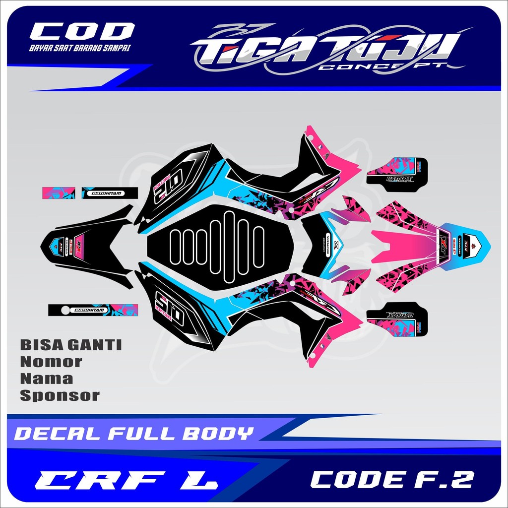 DECAL HONDA CRF L  KEKINIAN -TERSEDIA PILIHAN WARNA Motor Motorcycle decal  crf full body 150 hitam 