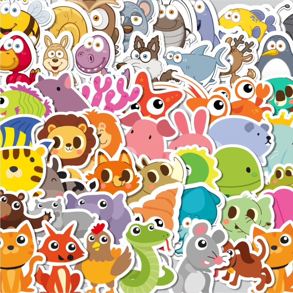

Stiker Cutting Pack Stiker Animal [Hewan Hewan] Isi 100Pcs Series Aesthetic Lucu Keren Untuk Koper Bahan Vynil