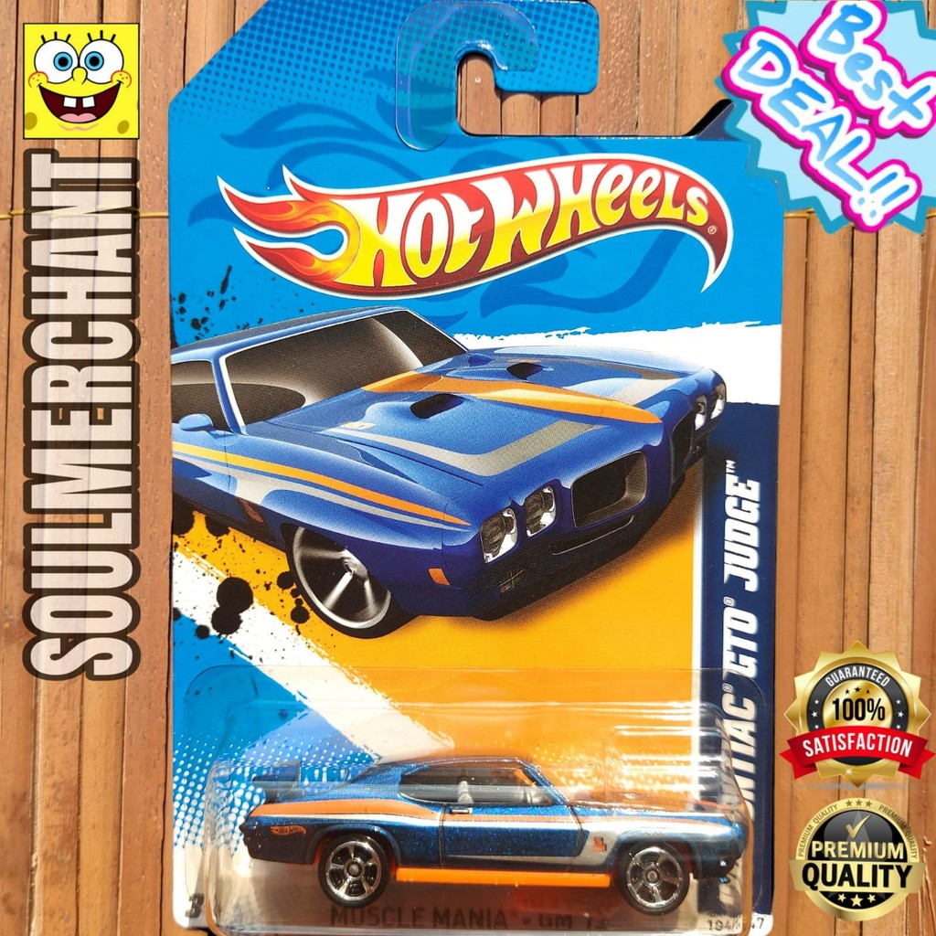 Hot Wheels 70 Pontiac GTO Judge Biru Mainan Diecast Mobil Mucle