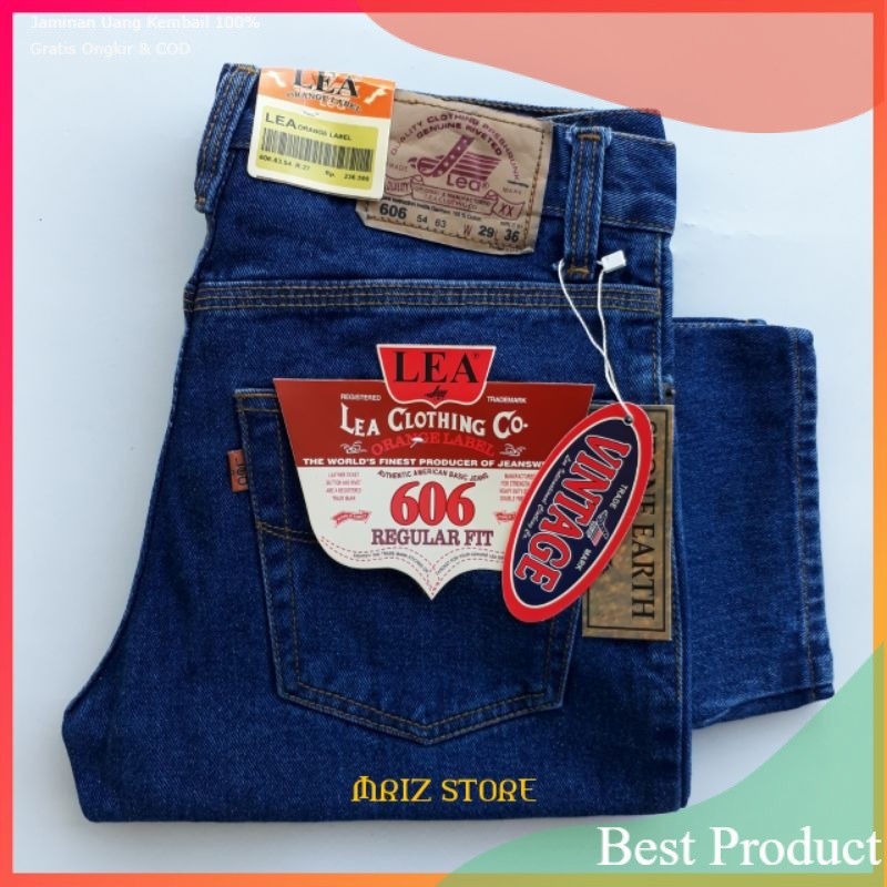 Celana Jeans Pria LEA 606 Grade Original Standar Reguler Model Panjang 28 sampai 38 Denim Distro/ bi