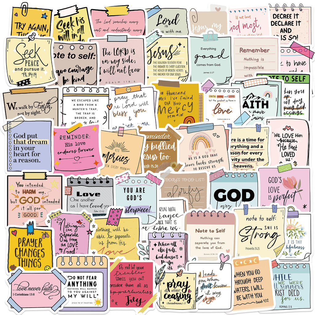 

50PCS Bible Verse Scrapbook Stickers DIY Diary Laptop Luggage Skateboard Graffiti Decal Fun Stylish Classic Toys