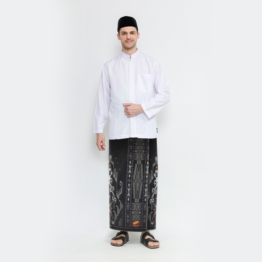Sarung ATLAS Idaman 555 Kembang Motif BHS SGL Hitam Biru
