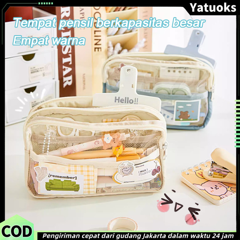 

Kotak pensil / Kotak Pensil Transparan / Aesthetic Pencil Case / Large Tempat Pensil Pen Pouch Lucu Stationery Organizer / Tempat pensil berkapasitas besar