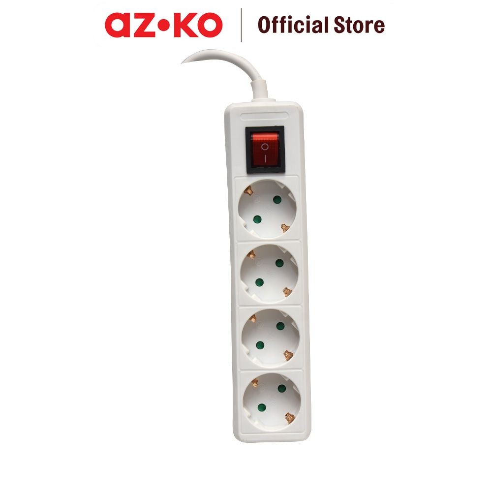 AZKO Krisbow Stop Kontak 4 Soket - Putih Electric Socket Terminal Colokan Listrik Peralatan Elektron