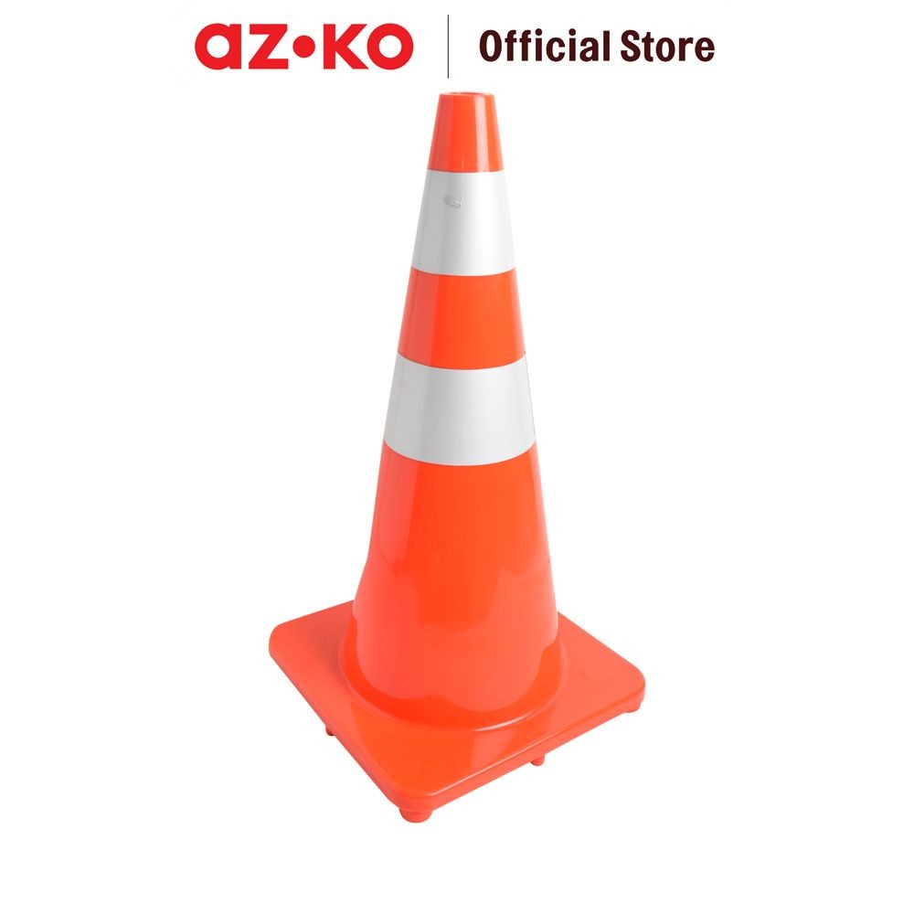 AZKO Krisbow 70 cm Kerucut Lalu Lintas Pvc 2 Reflektor - Orange/Putih Traffic Cone Pembatas Jalan Pe