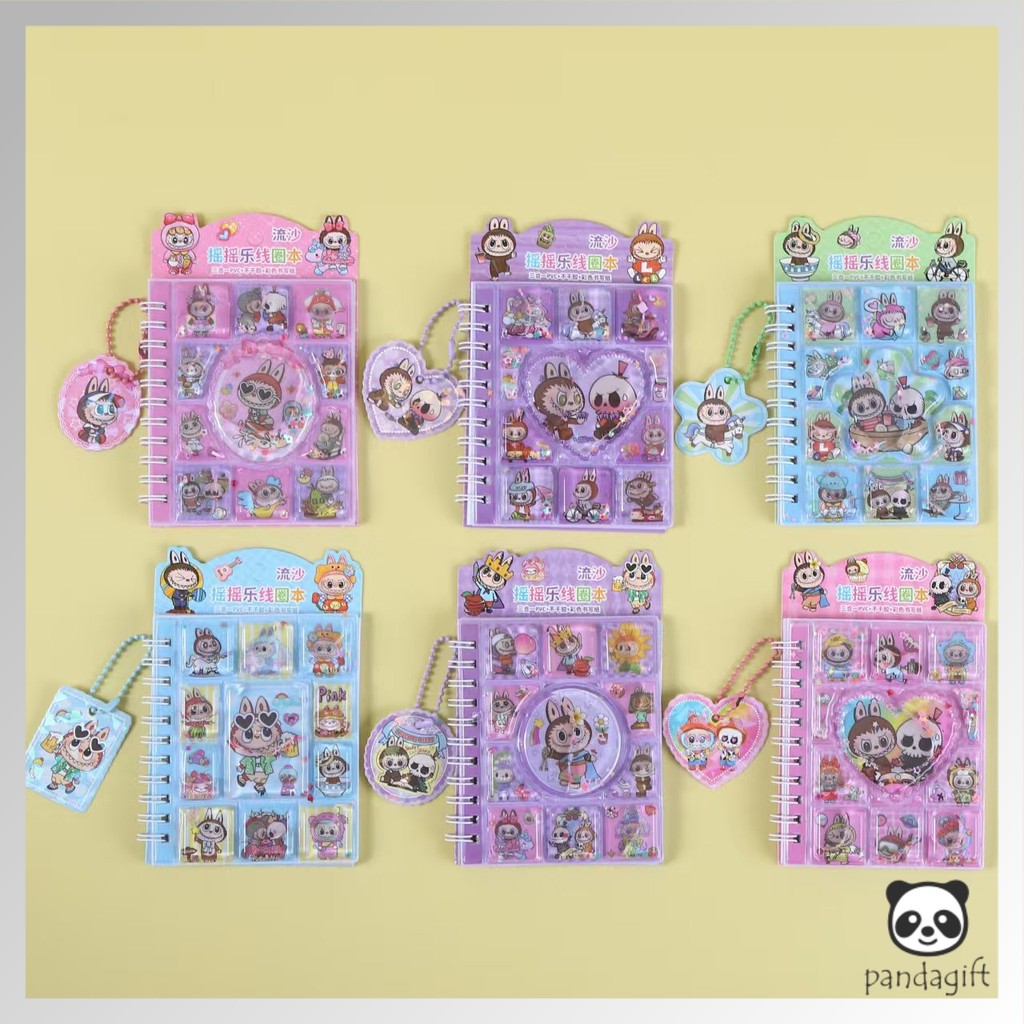 

Aesthetic 3D Water Quicksand Buku Note Book Motif Sanrio Labubu + Sticker Premium Edition - GG0456
