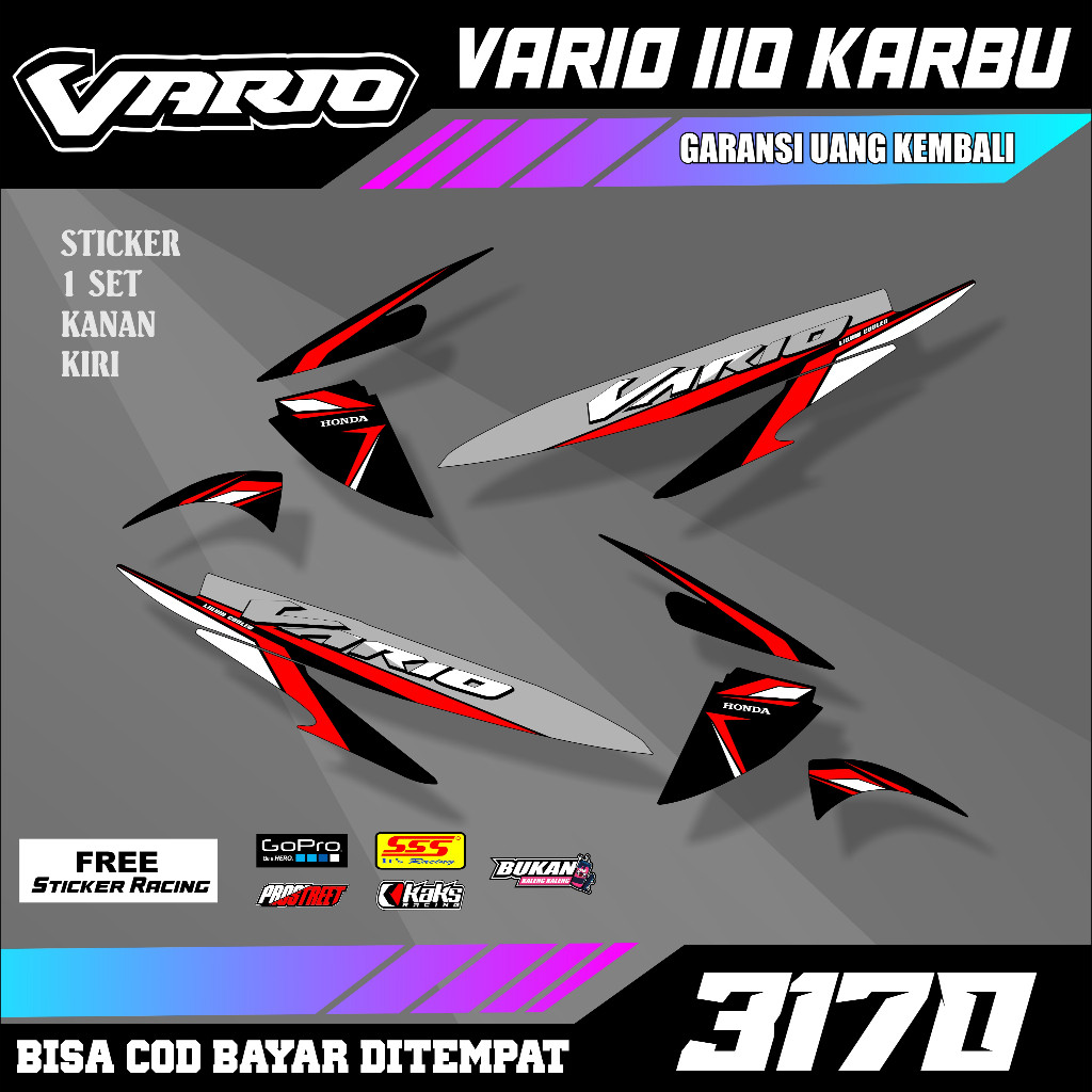 Striping Vario 110 Karbu Kode M3170 Setriping Setiker Sticker Variasi Motor Vario 110 Karbu