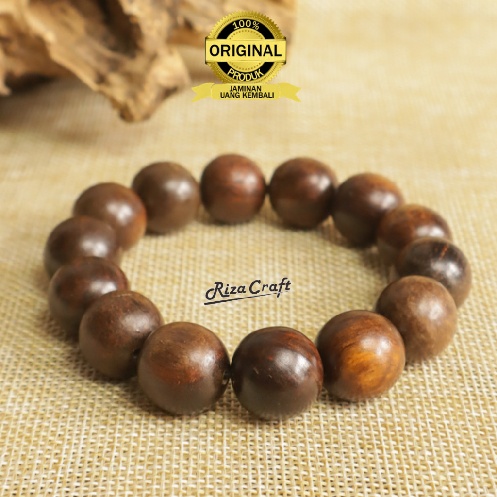 Gelang Kayu Gaharu Wangi Asli Kalimatan Super King 16 mm motif Zebra Hitam Grade A