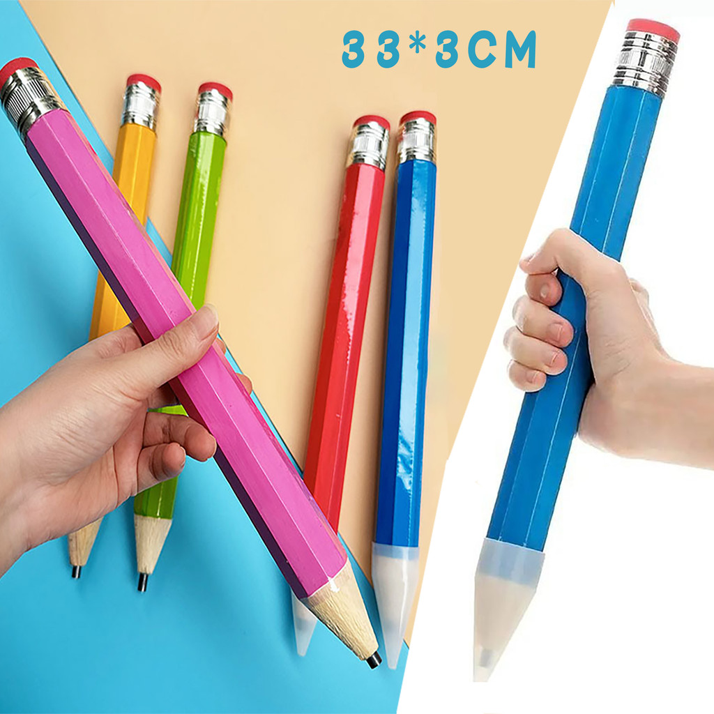 

33CM Pensil Raksasa Mainan Pensil Besar Kayu Alat Peraga Pensil Batang Tebal Warna Pensil Segi Delapan Raksasa Hadiah Foto Dekoratif Besar