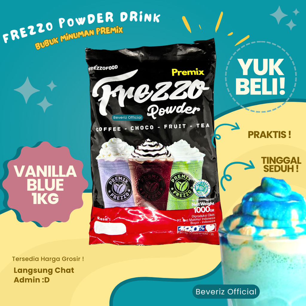 

BEVERIZ Frezzo Rasa Vanilla Blue | Boba Powder Drink Vanilla Blue 1 Kg / 1000gram { Bisa COD} {Tersedia Harga Grosir}