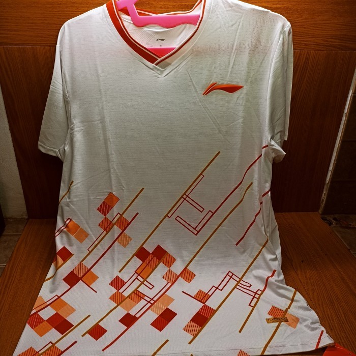 Kaos Badminton LINING ATST963 (White) 100% ORIGINAL - White - XXL