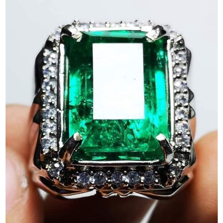 BATU CINCIN ZAMRUD COLOMBIA CHATAM RING PERAK BANGKOK 926 SIAP PAKAI