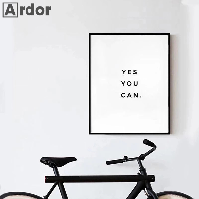 

Yes You Can Motivational Phrase Poster And Print Minimalist Quotes Poster Canvas Black White Wall Art Picture Nordic Home Decor