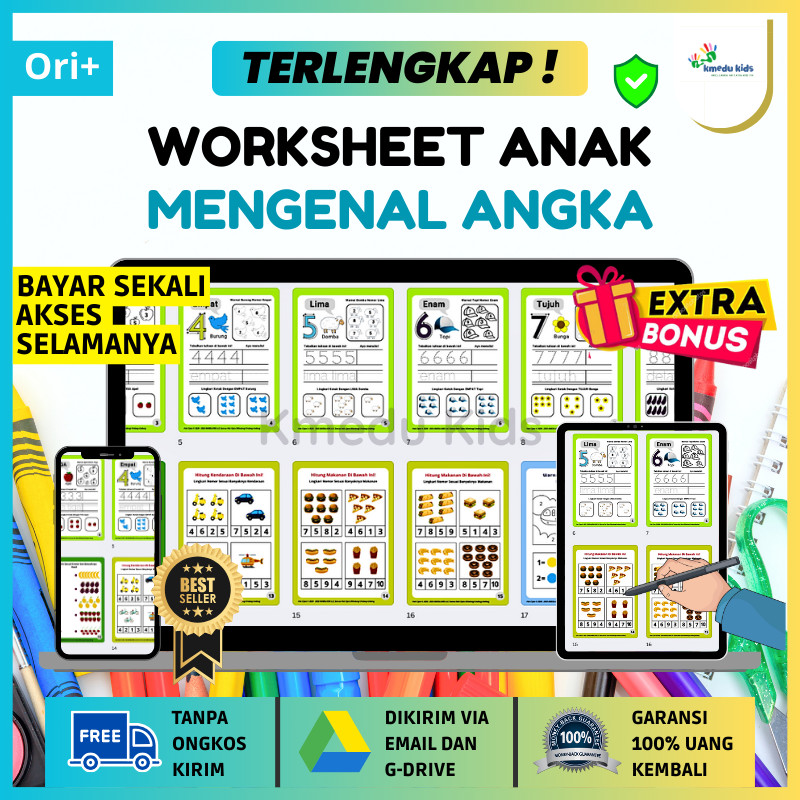 WORKSHEET ANAK MENGENAL ANGKA Buku Edukasi Anak Buku Worksheet Lembar Ebook Ebooks E Book Books Eduk