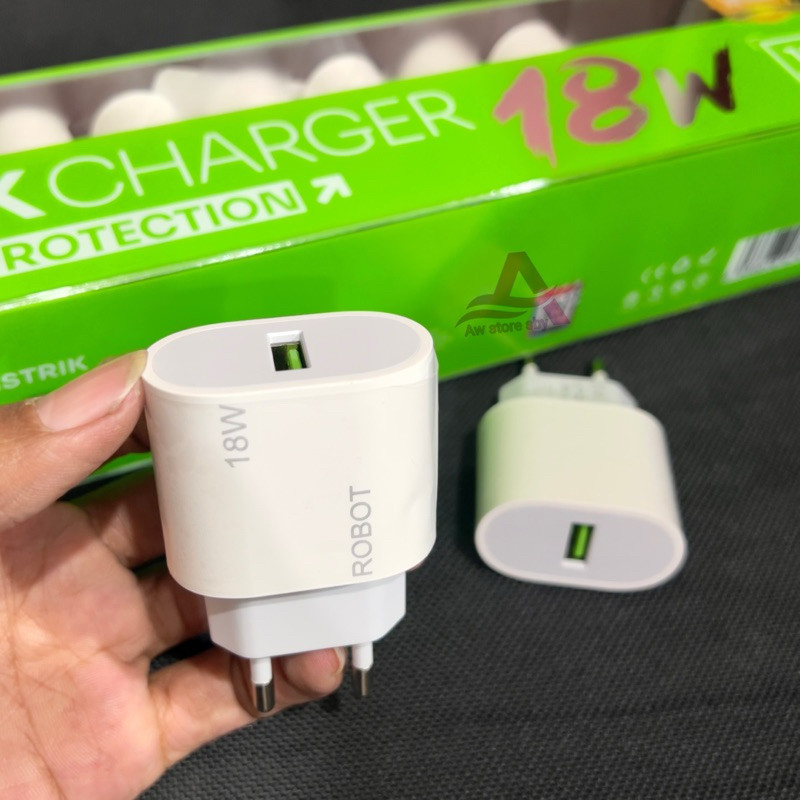 ROBOT RT18 Adaptor Charger 18W Fast Charging Multi Protection Adapter Quick Charge 3A Qualcomm 3.0 1