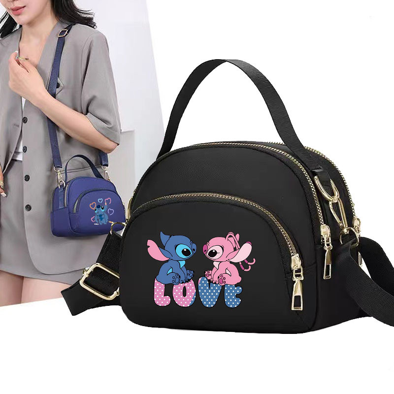 

Kawaii Disney Lilo &Stitch Women's Bag New Fashion Multi-layer Mini Handbag Women's Handbag Nylon Small Crossbody Shoulder Bag