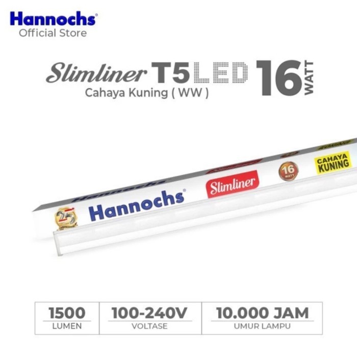 Hannochs T5 Led Slimliner 16w WW / Lampu Neon Tl Led Cahaya Kuning