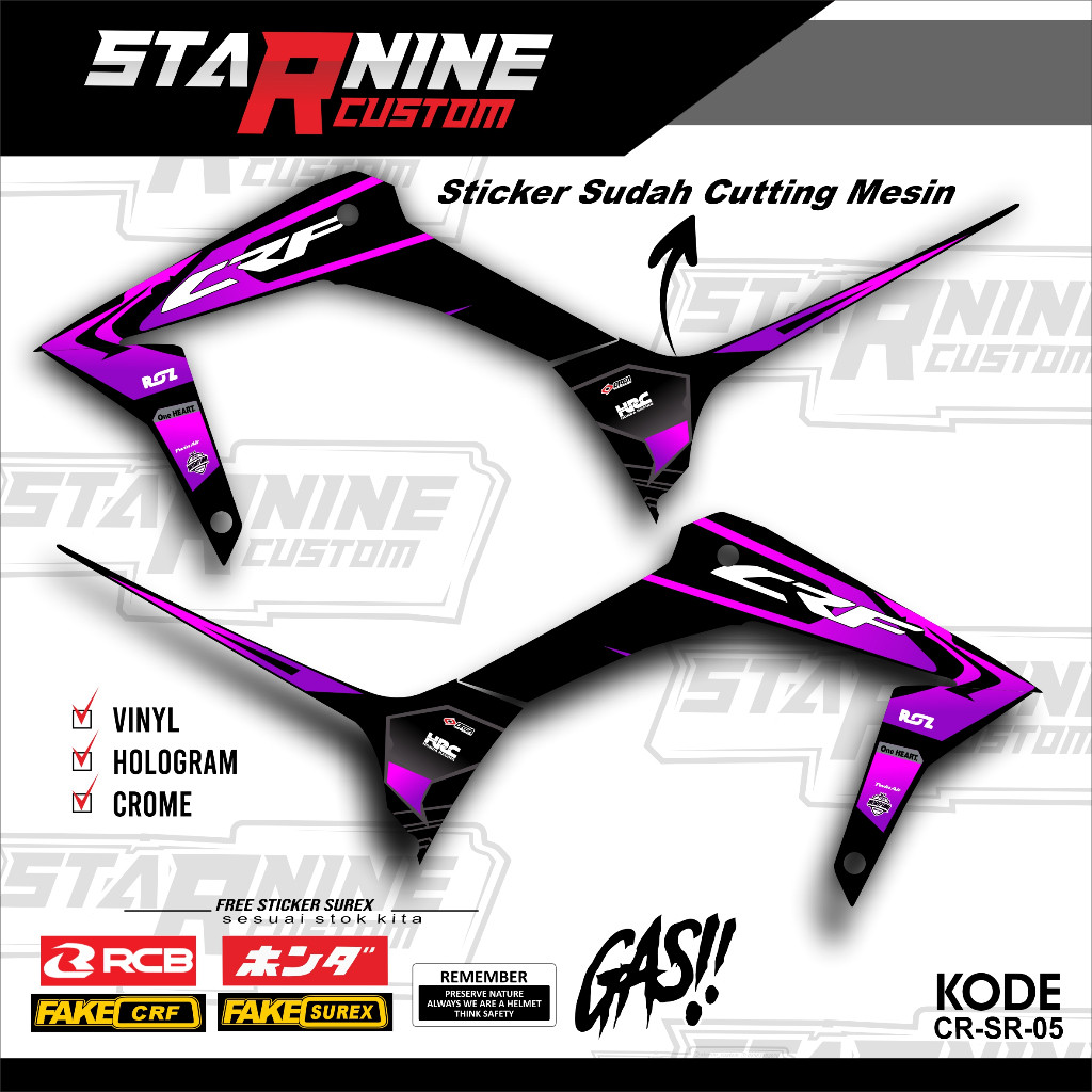 Decal Striping CRF Minimalis Stiker CRF 150 L Lama/Baru Vinyl,Hologram,Chrome