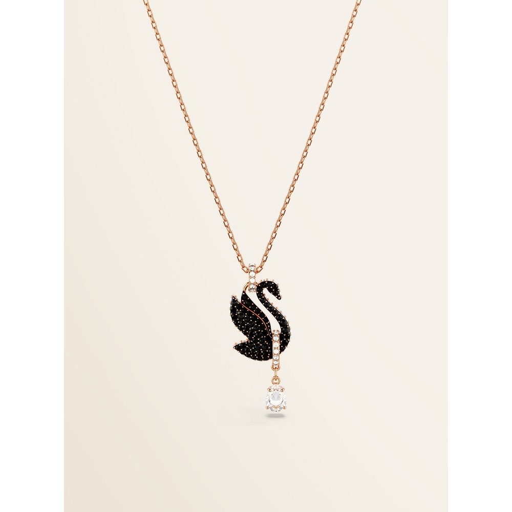 Swarovski original 100% Swan Hitam: Kalung Angsa  Tulang Selangka, Perhiasan kalung titanium wanita 