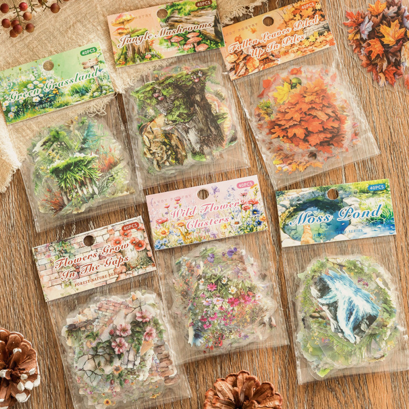 Mr. Paper 2Style 120Pcs/bag Forest Nature Series Botanical Stickers Creative Handbook DIY Scrapbook 