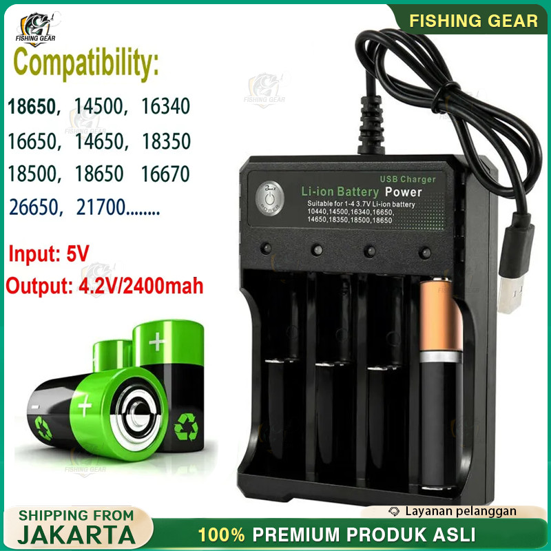 【COD】Alat Recharge Charge Fast Charger Baterai Battery Isi Ulang 4 Slot USB 4.2V 2A AA AAA 14500 183