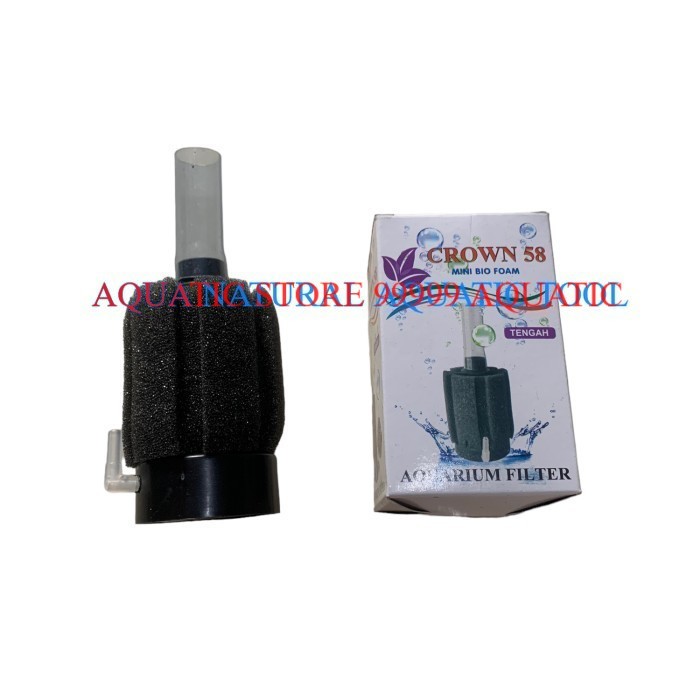 PAKET LENGKAP AERATOR FILTER SPONGE BIOFOAM mini bio foam CROWN 58 BULAT filter aquarium SELANG 1 ME