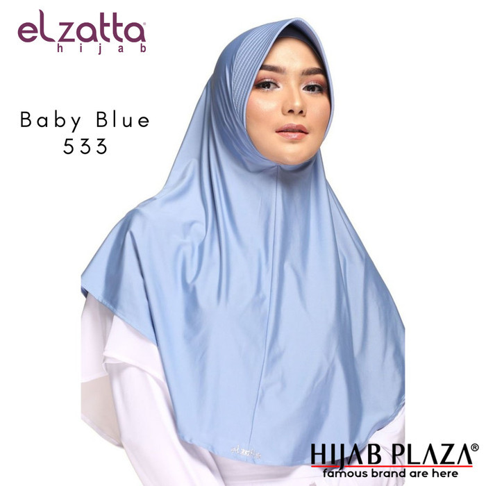 BEST QUALITYᴗ̈ Hijab Instan Bergo Polos Elzatta Zaria Citra Warna Lengkap - BiruMuda 533