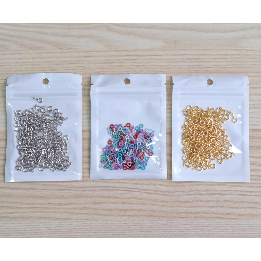 Paku Ulir WARNA WARNI MIX Gantungan Kunci Skrup 10mm 144pcs