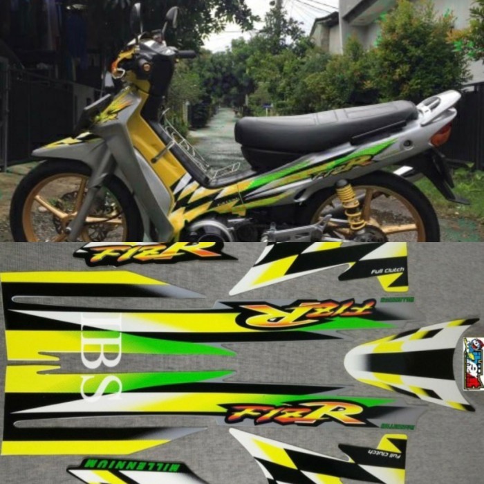 STRIPING STIKER FIZ R FIZR MILLENIUM MILENIUM KUNING HIJAU 2000 POLET STIKER