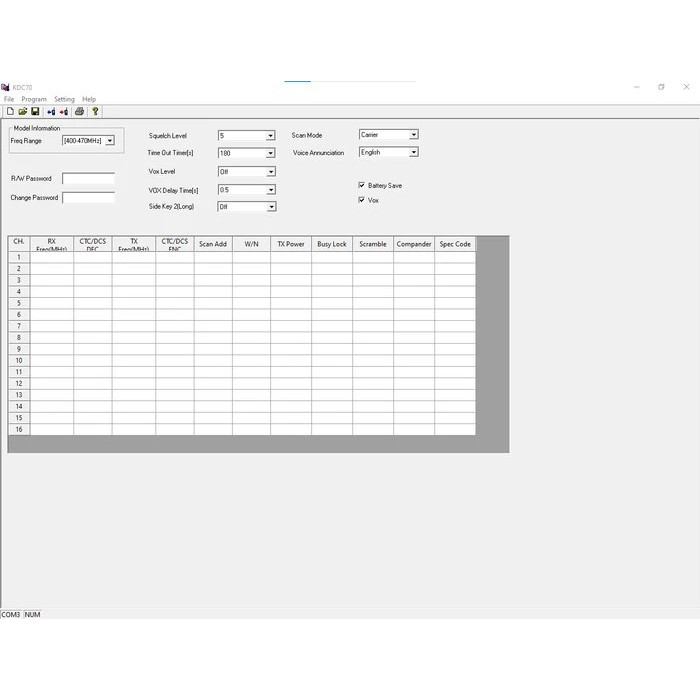Software / Aplikasi Setting Program Frekuensi Channel HT WLN KD C70 C70A