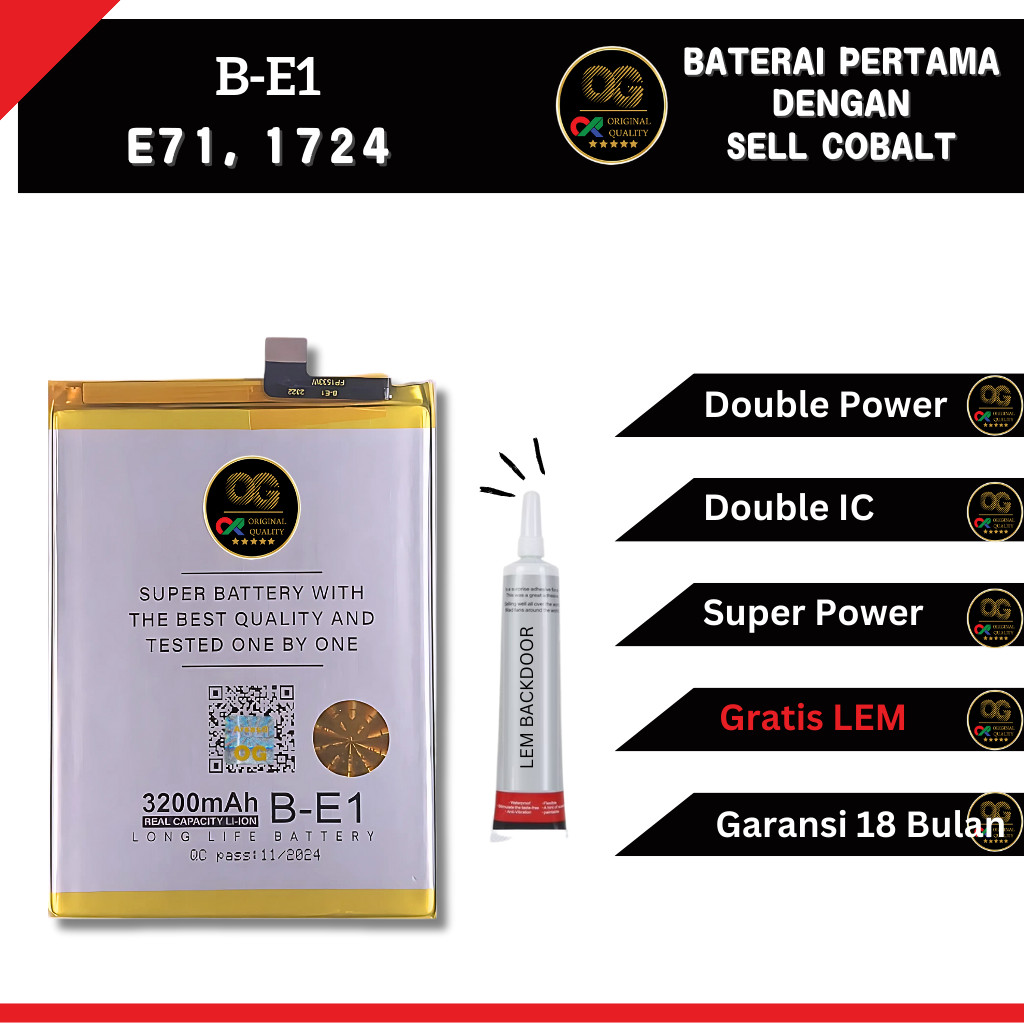 Baterai Original B-E1 OG Super Vivo 1724 Vivo Y71 Y71i Y73, 1731B, 1801i Double IC Power cell cobalt