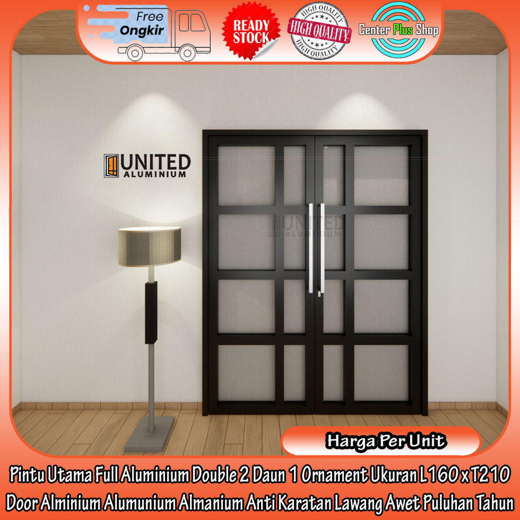 United Aluminium Co Id Pintu Utama Full Aluminium Double 2 Daun 1 Ornamen Tipe P202 Cokelat Putih Hi