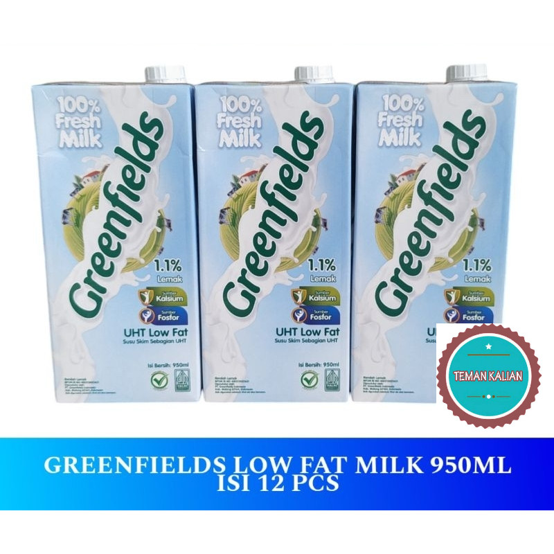 

GREENFIELDS LOW FAT 950ML 1 KARTON ISI 12PCS