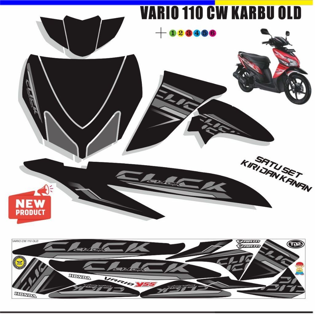 STRIPING MOTOR HONDA  VARIO 110 KARBU VARIASI STIKER VARIO CW 110 OLD MOTIF TERBARU STIKER KEREN
