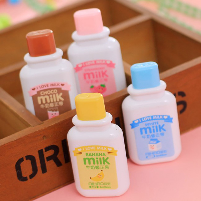 

1PCS Random Color Milk Bottle White Out Corrector Correction Tape Diary Stationery School Supplies