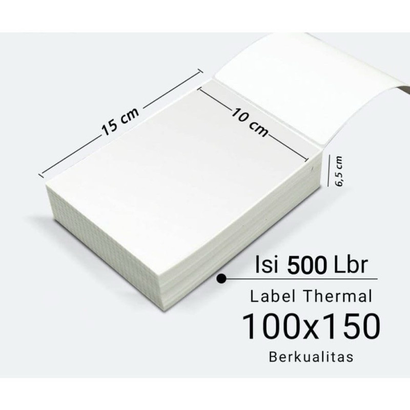

LABEL THERMAL 100x150 (500 pcs) - Kertas Stiker A6 isi 500 lembar Barcode A6 100 x 150 Resi Lipat Sticker Model Lipat Hasil Print Terang dan tebal
