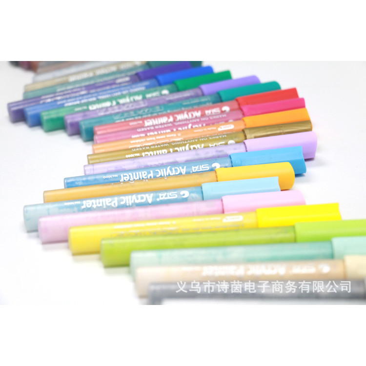 

[HARU] 12 Colours Acrylic Marker Spidol Warna Kaligrafi Dekor Spidol Akrilik Metalik Set Colour